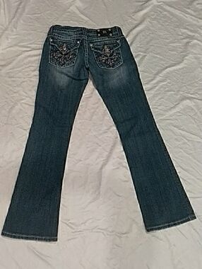 Miss Me Dark Blue Flared Jeans with Embellished Back Pockets